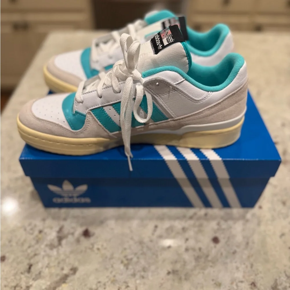 Adidas White and Teal Sneakers - Picture 1 of 5
